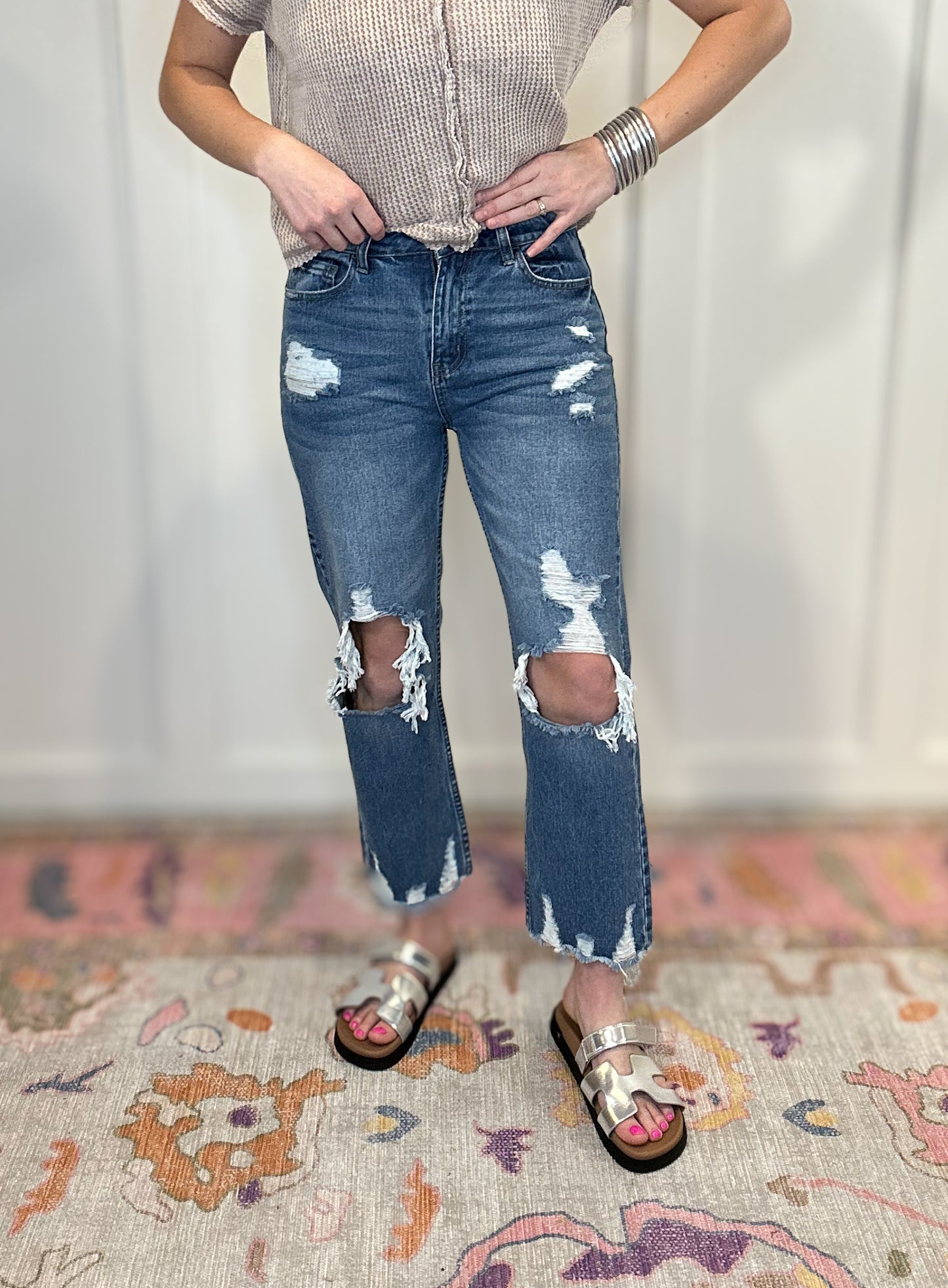 High Rise Distressed Denim
