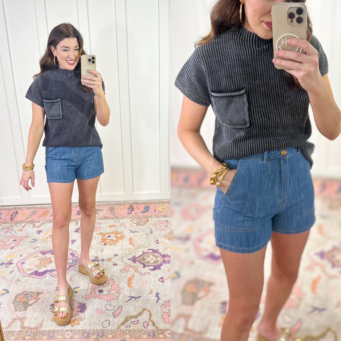 Utility Denim Shorts