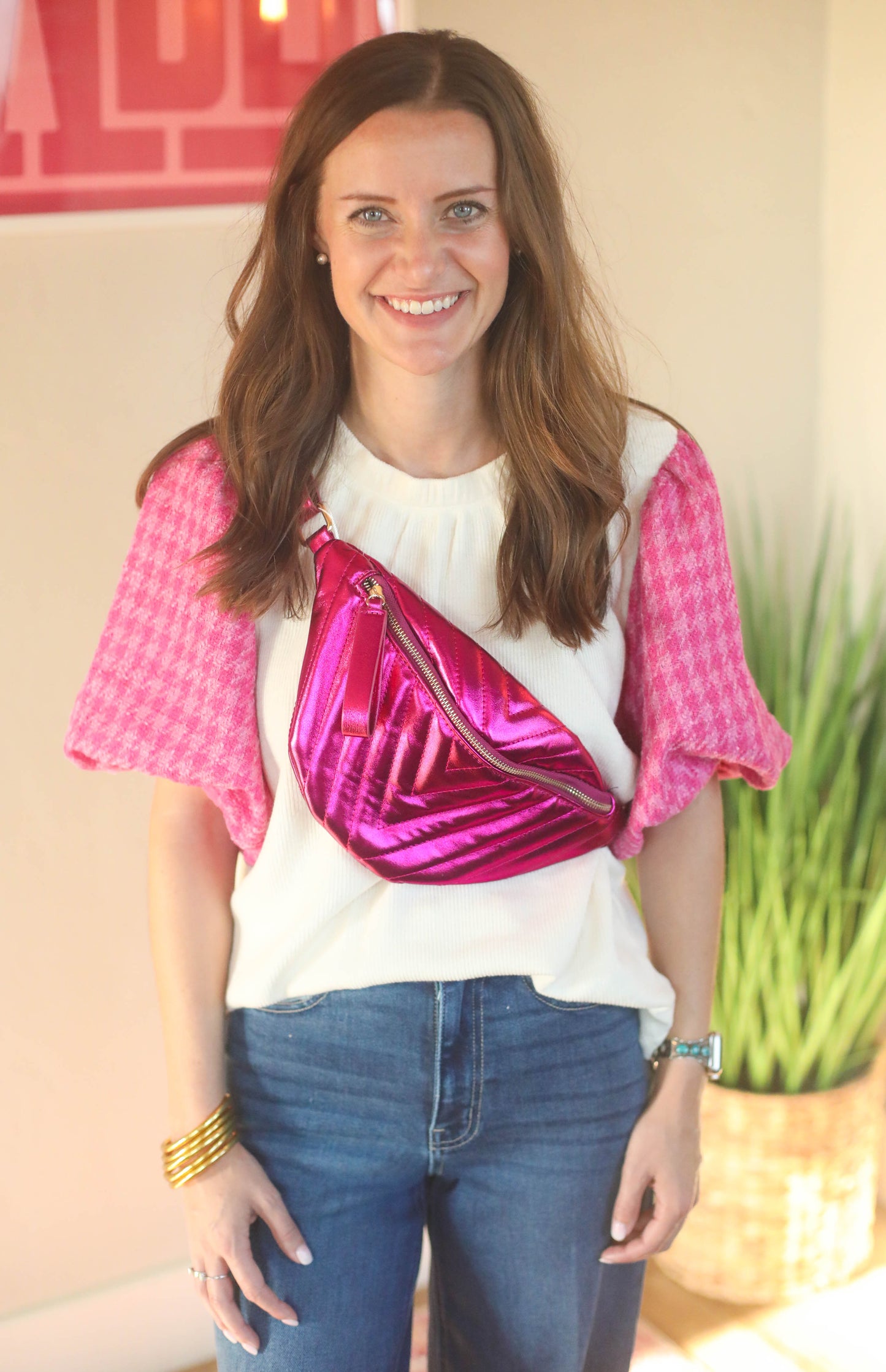 THML Tweed Sleeve Top