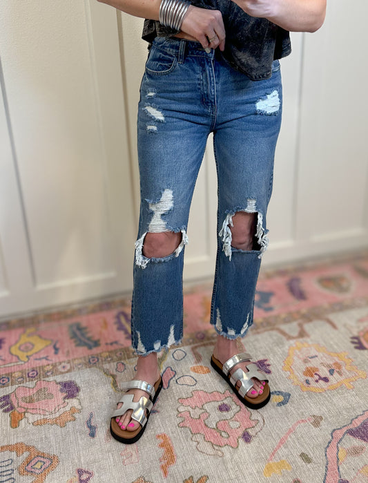 High Rise Distressed Denim