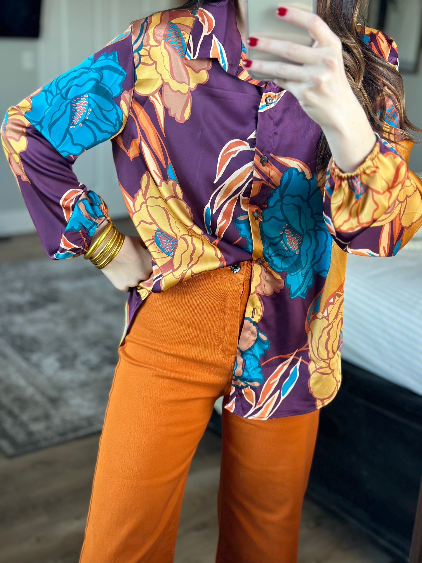 Floral Button-up Blouse