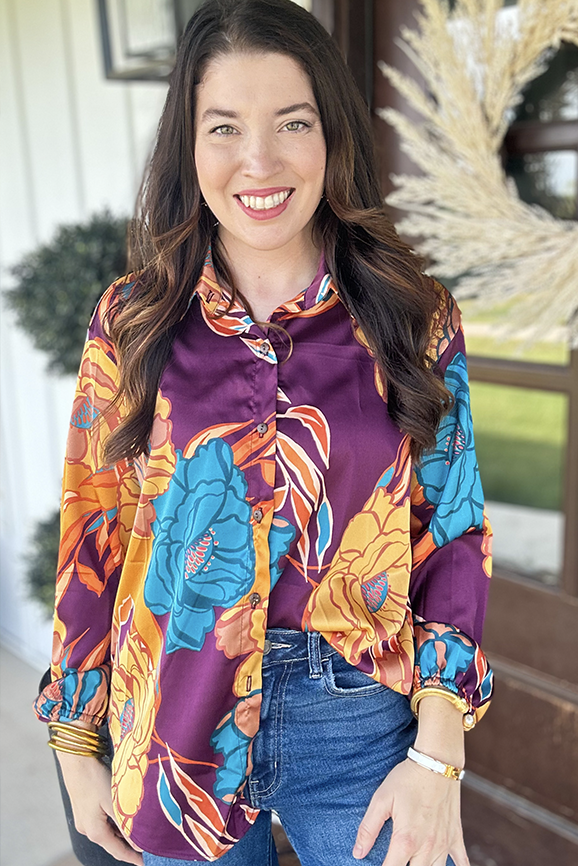 Floral Button-up Blouse