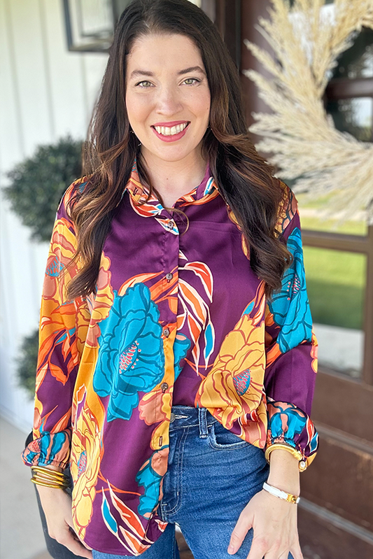 Floral Button-up Blouse