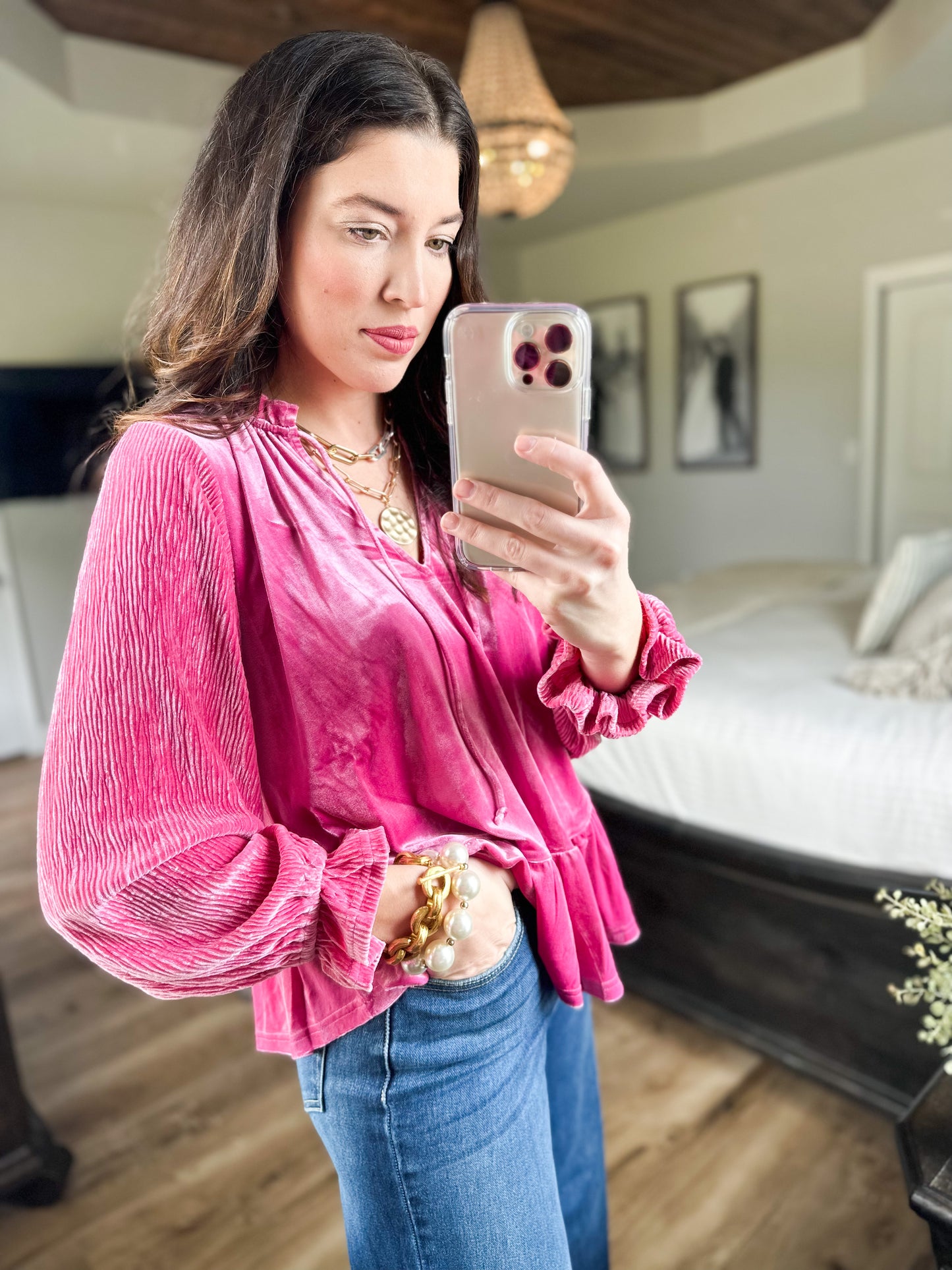 Pink Velvet Top