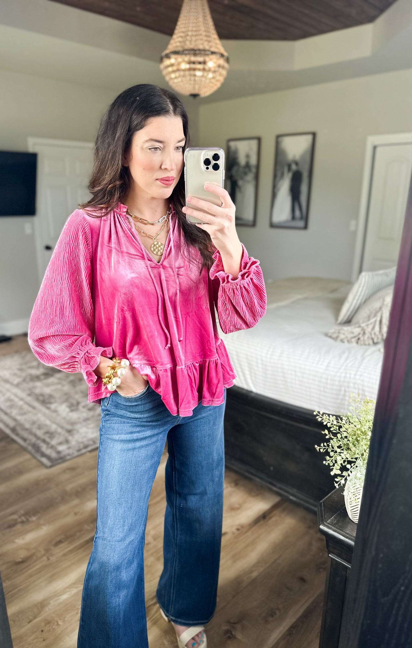 Pink Velvet Top