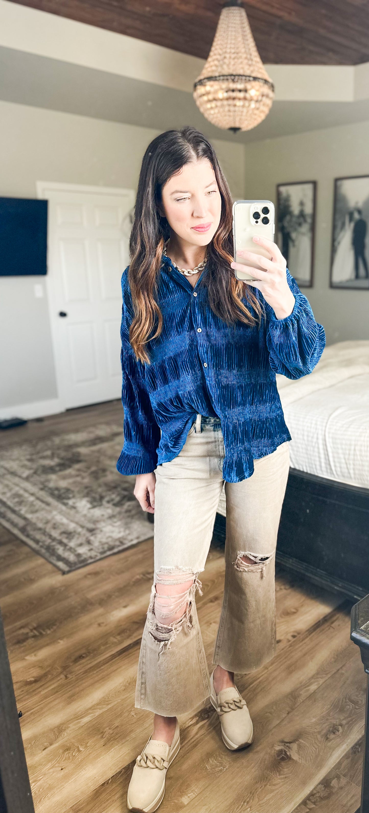 Textured Velvet Button Down