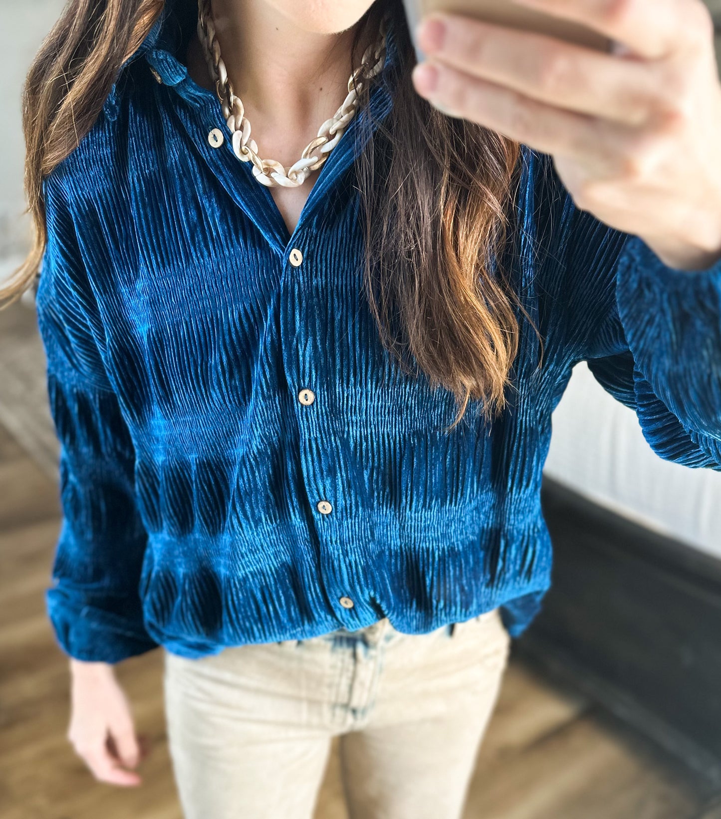 Textured Velvet Button Down