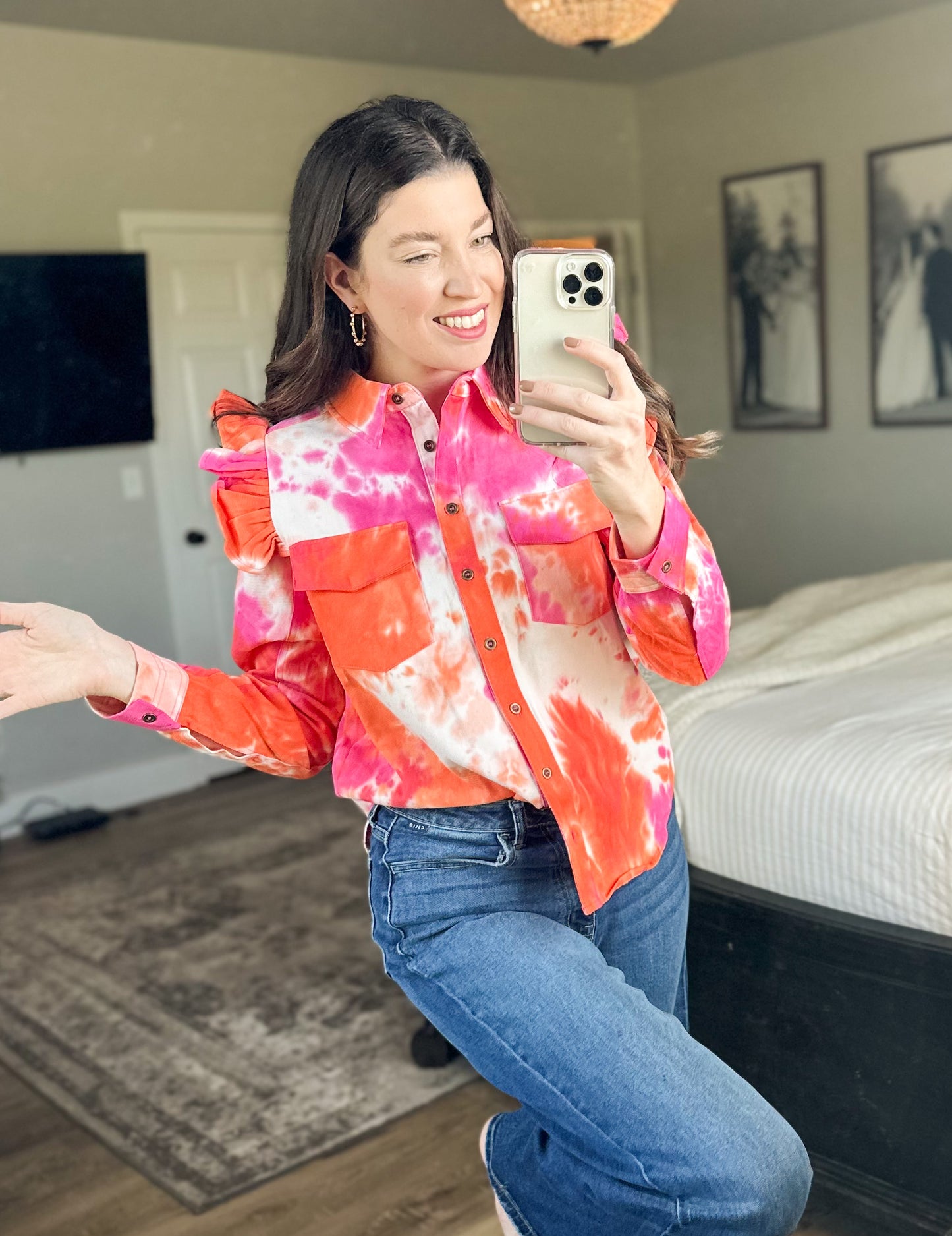 Tie Dye Ruffled Top