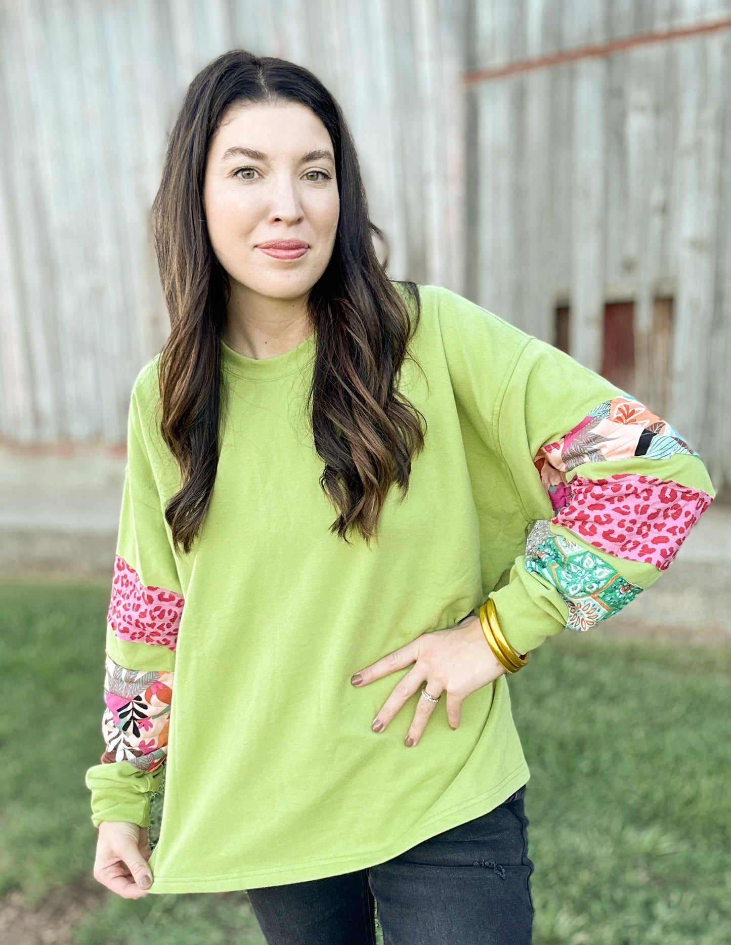 Mixed Print Terry Top
