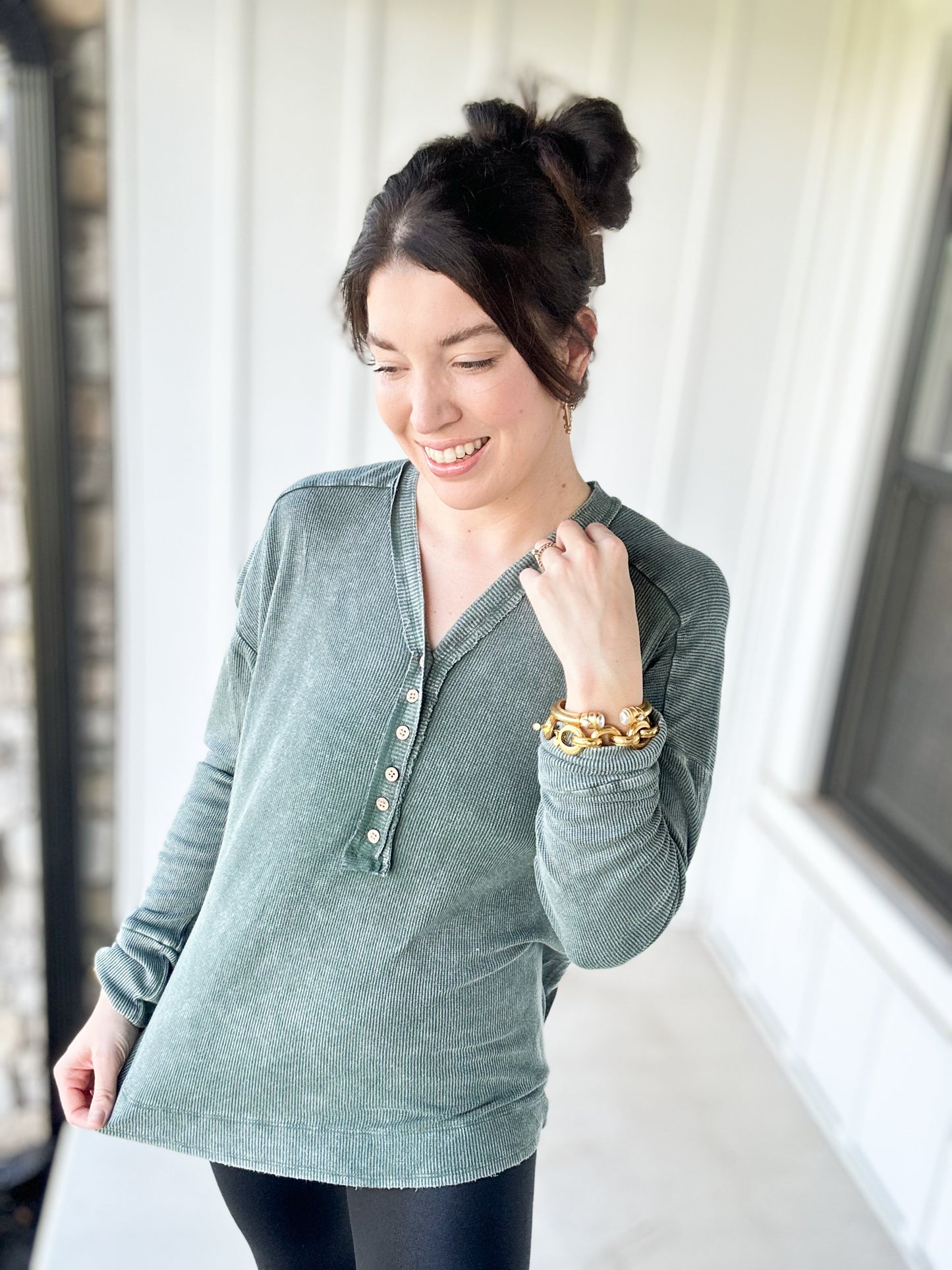 Green Washed Thermal Top