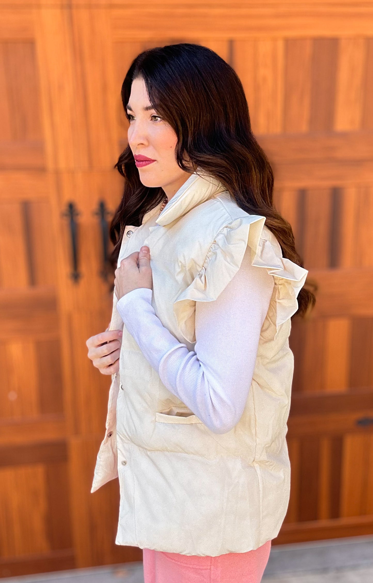 Cream Flutter Sleeve Vest