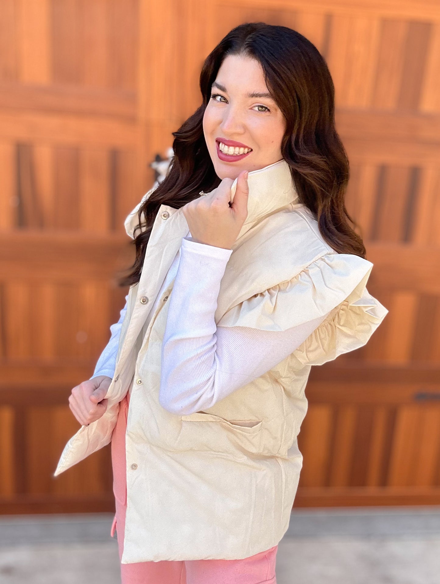 Cream Flutter Sleeve Vest