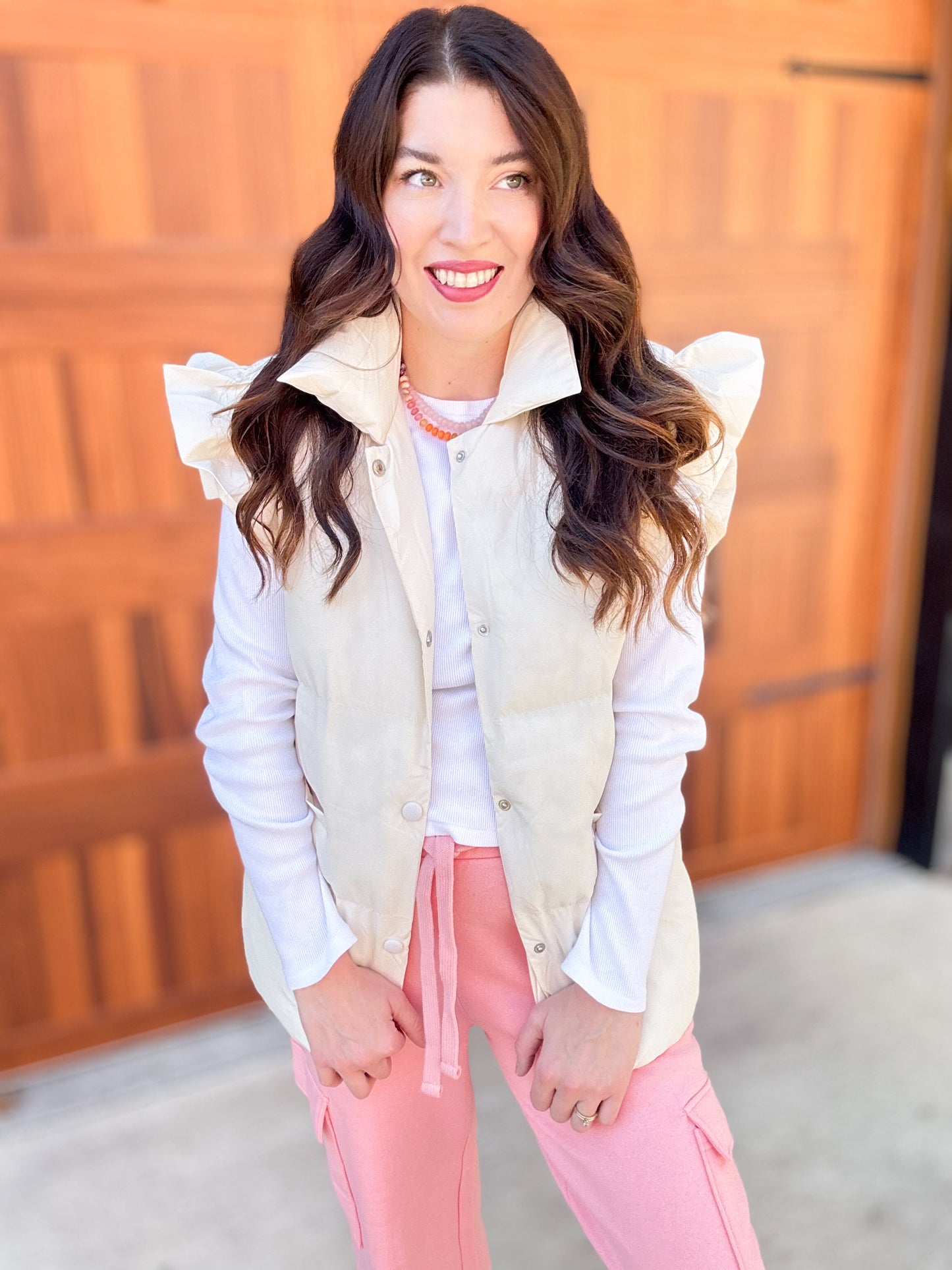 Cream Flutter Sleeve Vest