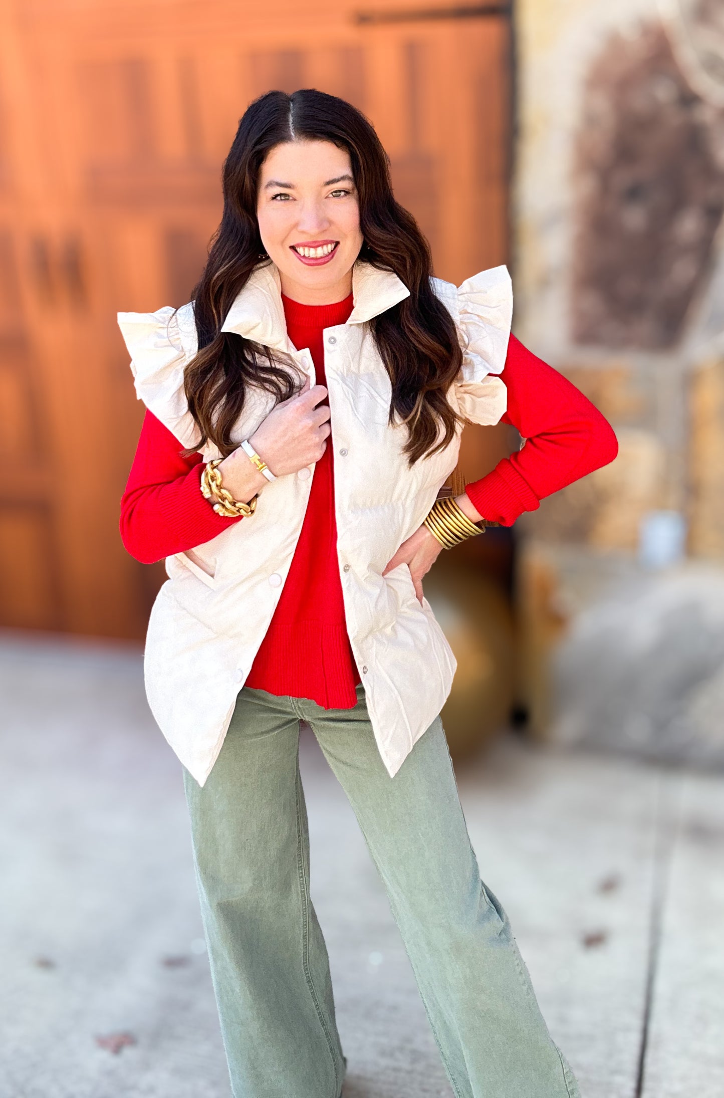 Cream Flutter Sleeve Vest