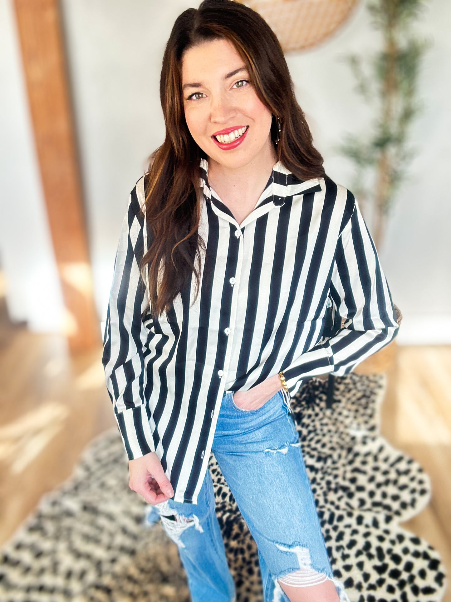 Stripe It Button Down Blouse