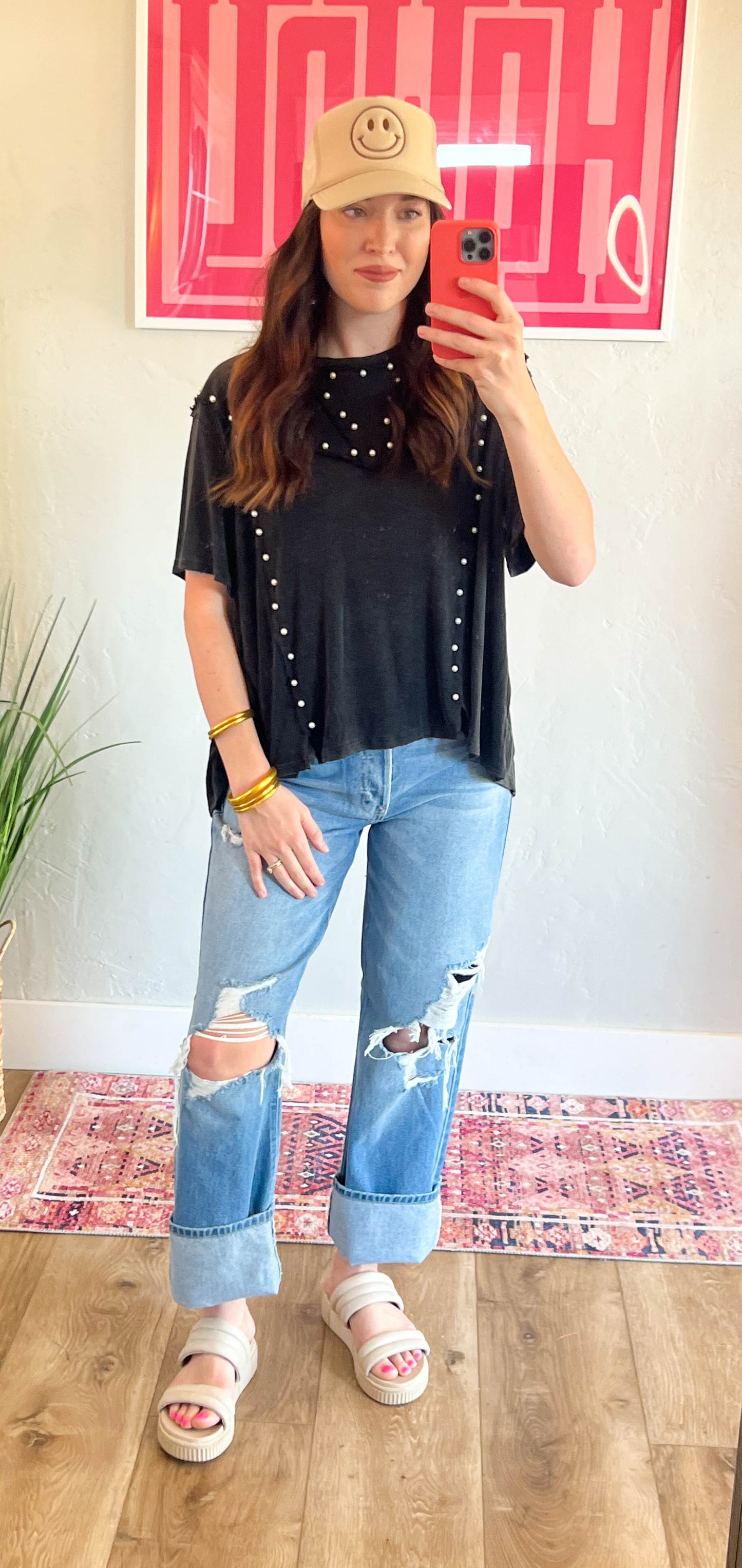 Pearl Detailed Ribbed Top