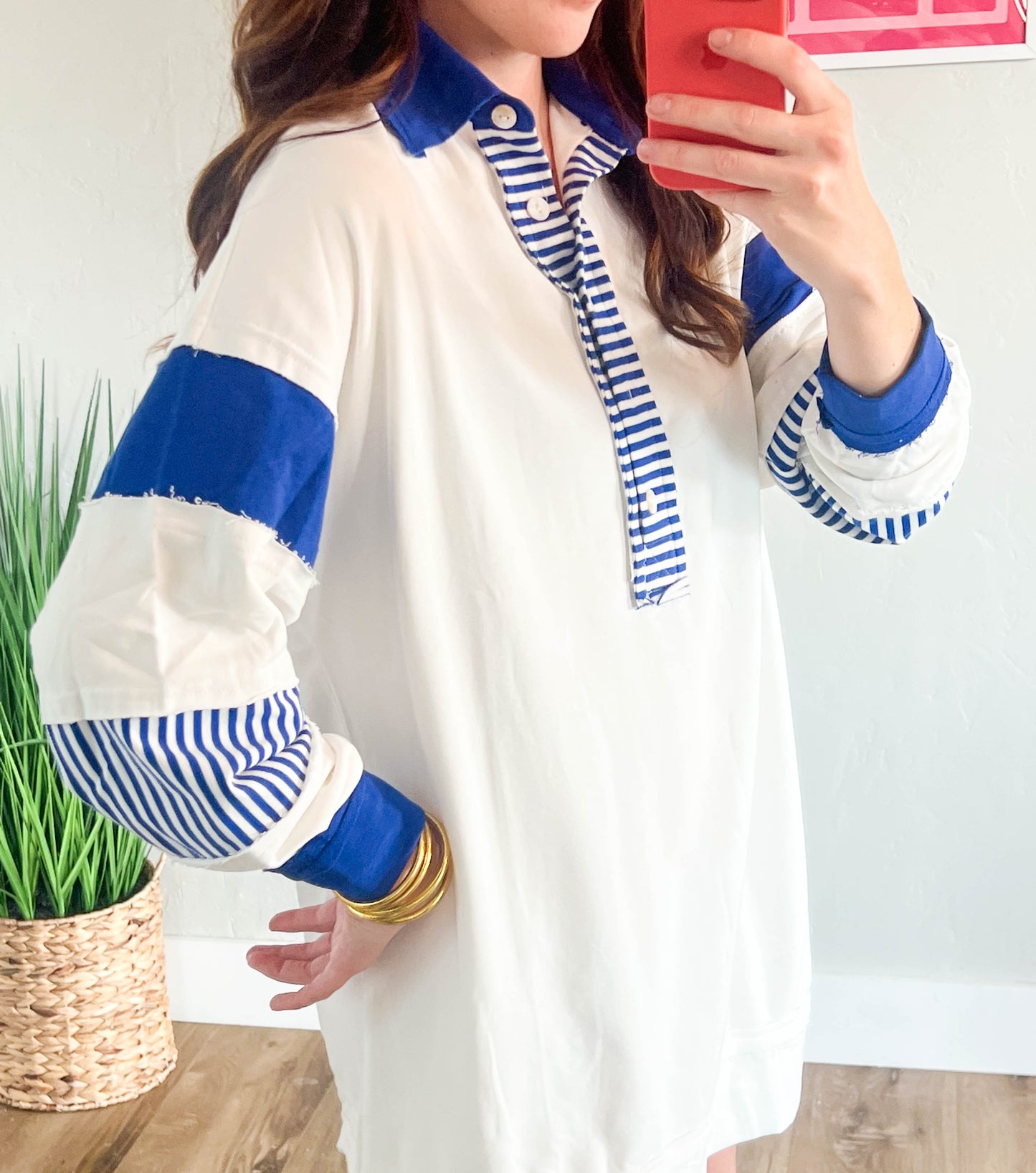 Color Block Collard Shirt Dress