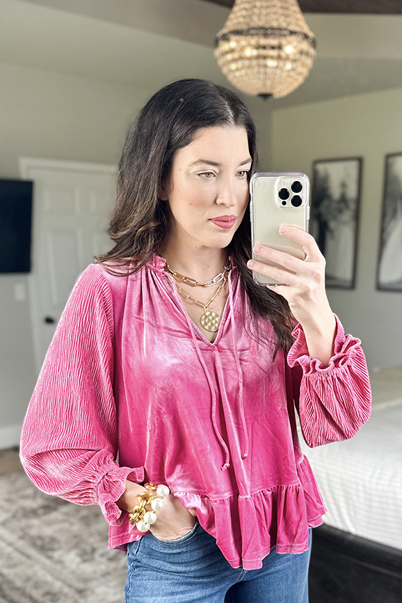 Pink Velvet Top