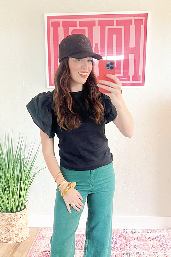 Black Flutter Sleeve Tee