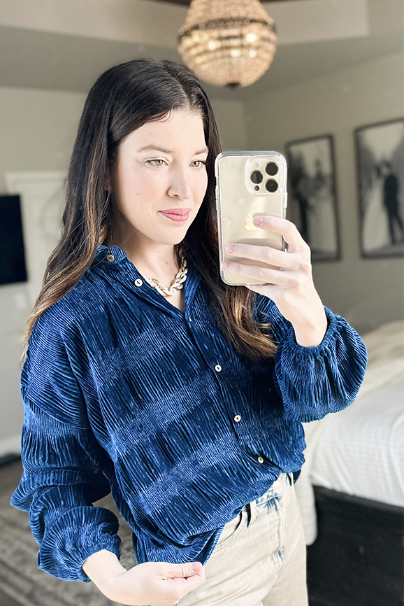 Textured Velvet Button Down