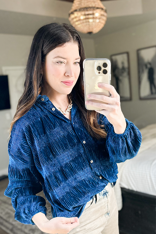 Textured Velvet Button Down