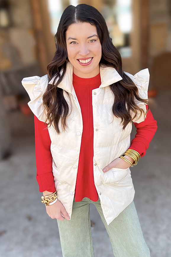 Cream Flutter Sleeve Vest