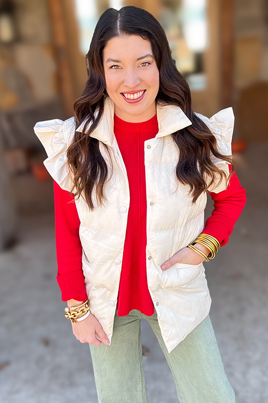 Cream Flutter Sleeve Vest