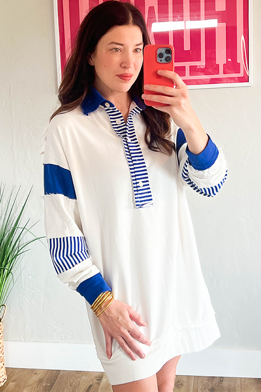 Color Block Collard Shirt Dress