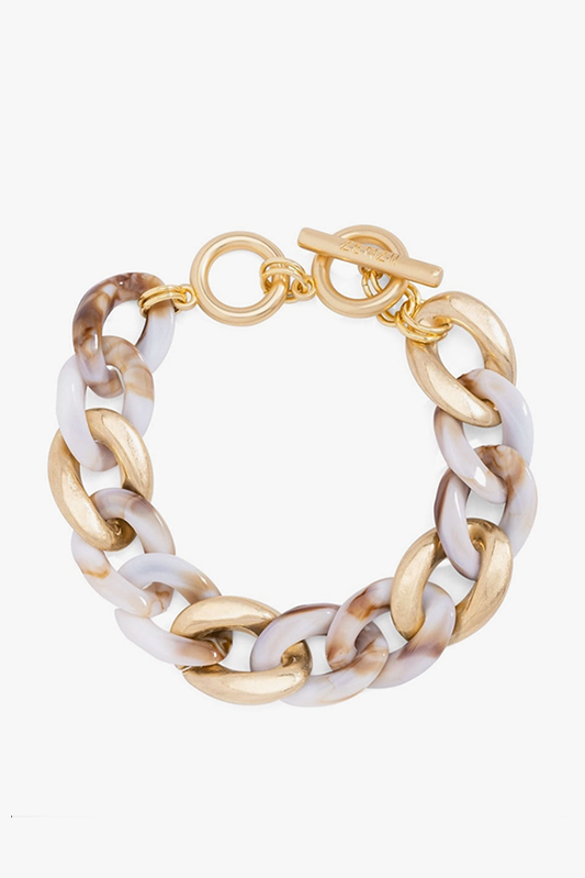 Marbled Beige Mixed Curb Chain Bracelet