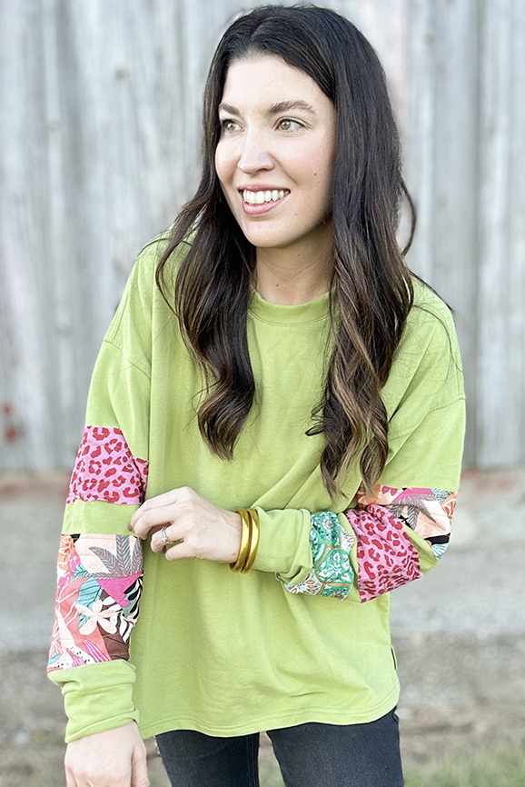 Mixed Print Terry Top