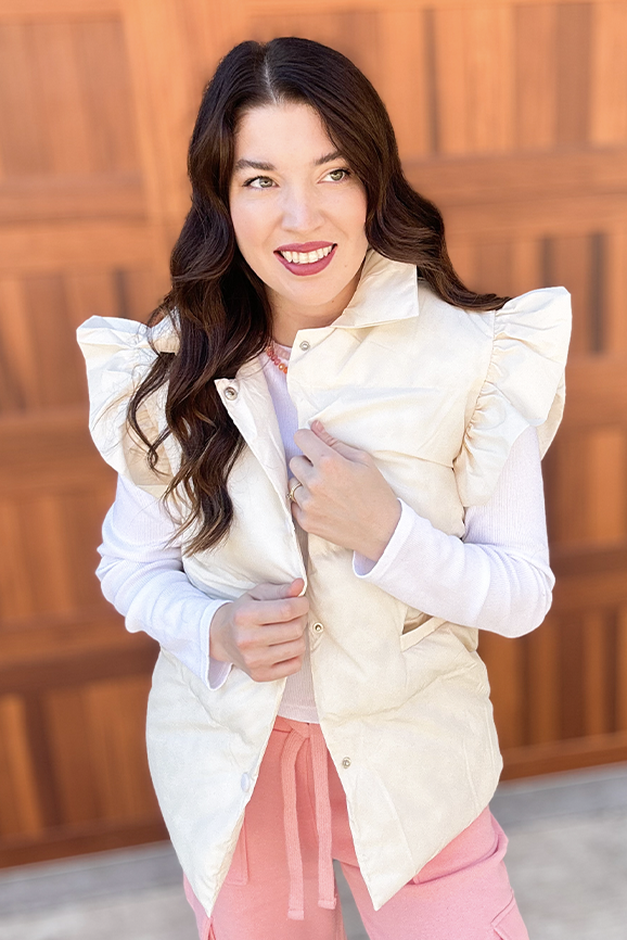 Cream Flutter Sleeve Vest