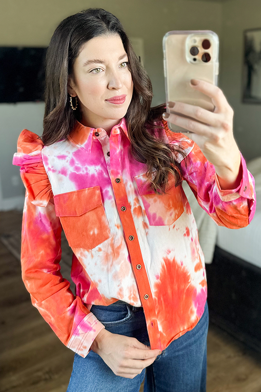 Tie Dye Ruffled Top