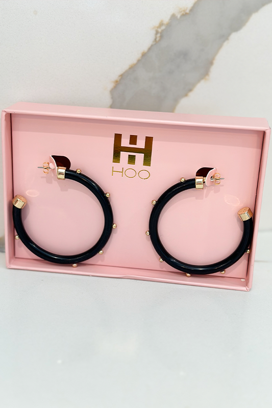 Black with Gold Hoo Hoops - LARGE