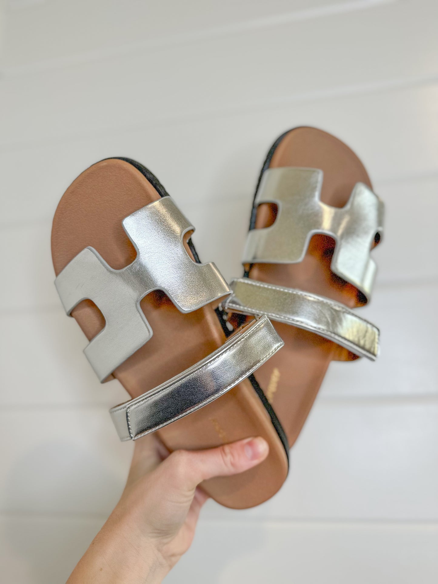 Metallic H Sandals