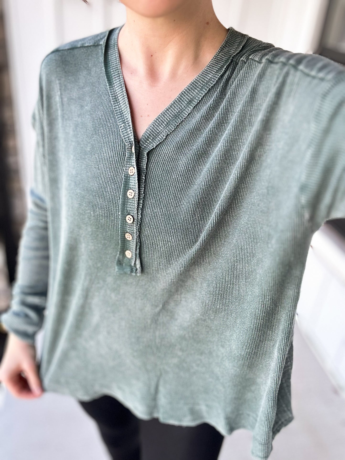 Green Washed Thermal Top