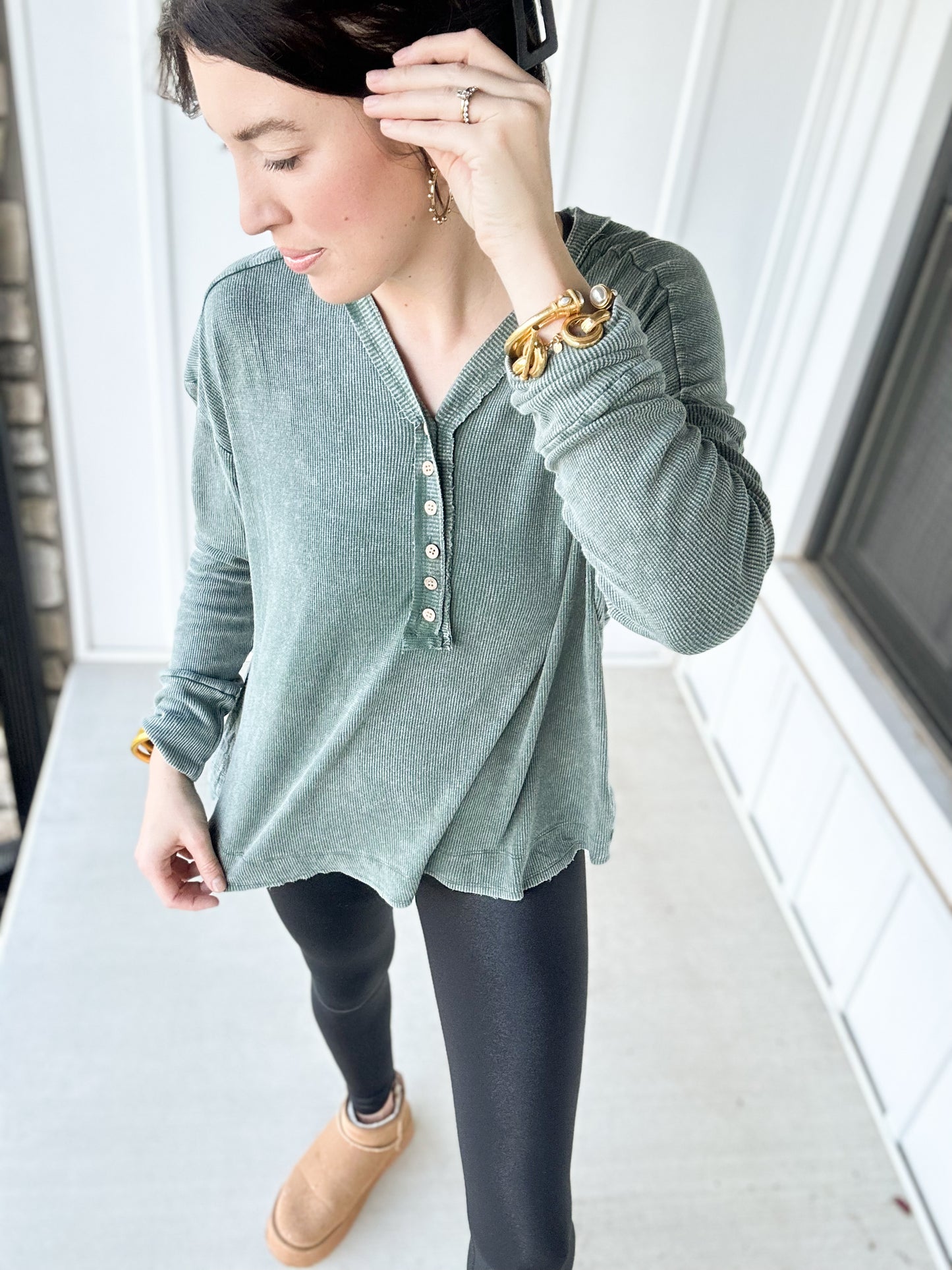 Green Washed Thermal Top