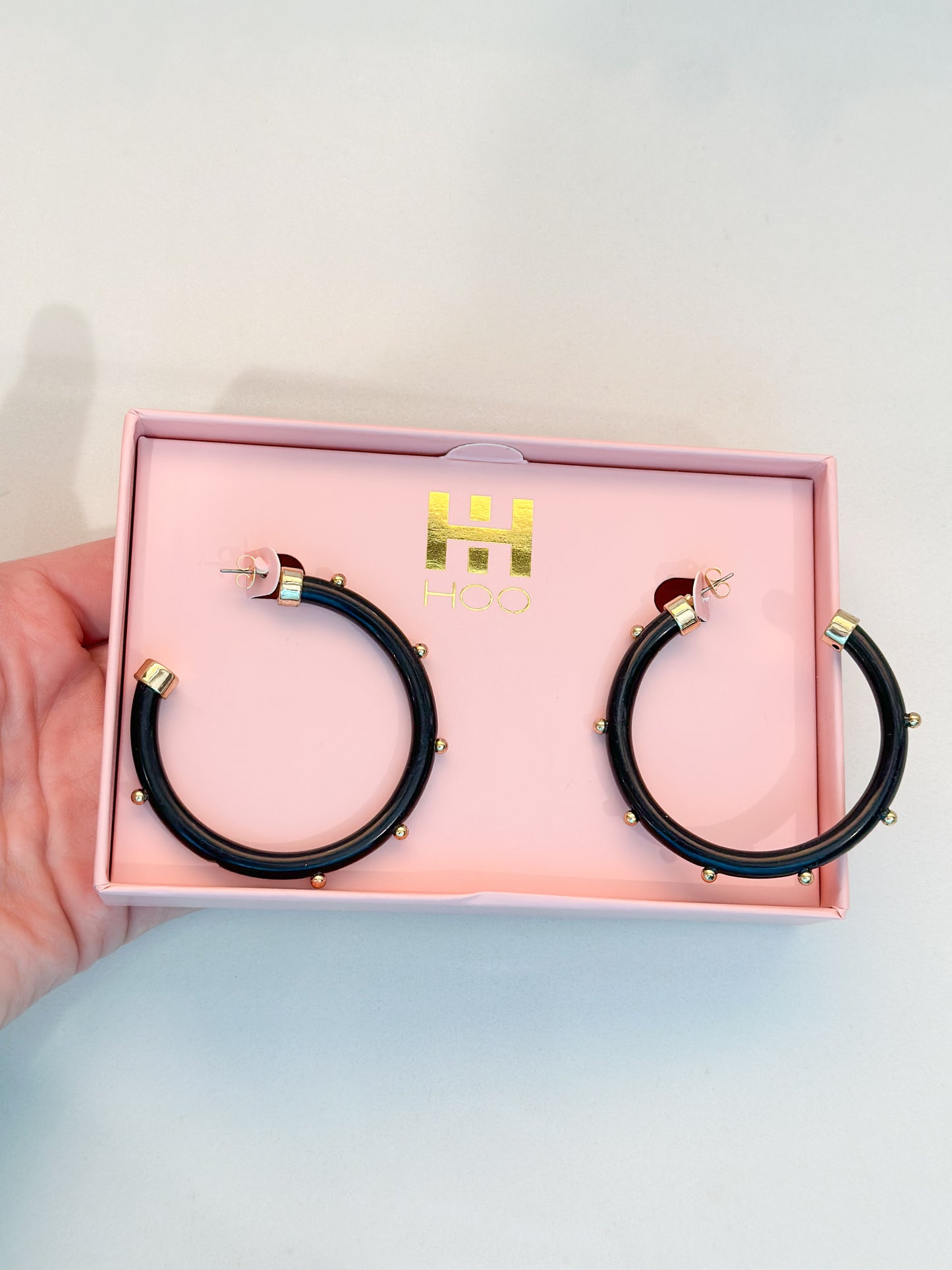 Black with Gold Hoo Hoops - LARGE