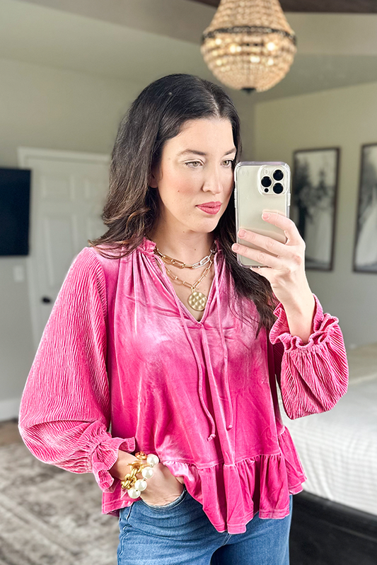 Pink Velvet Top