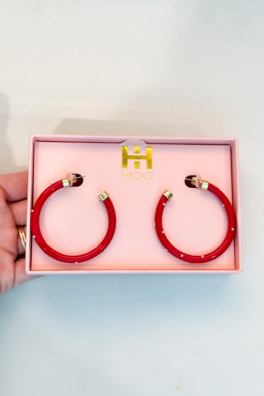Red with Pearl Hoo Hoops - LARGE